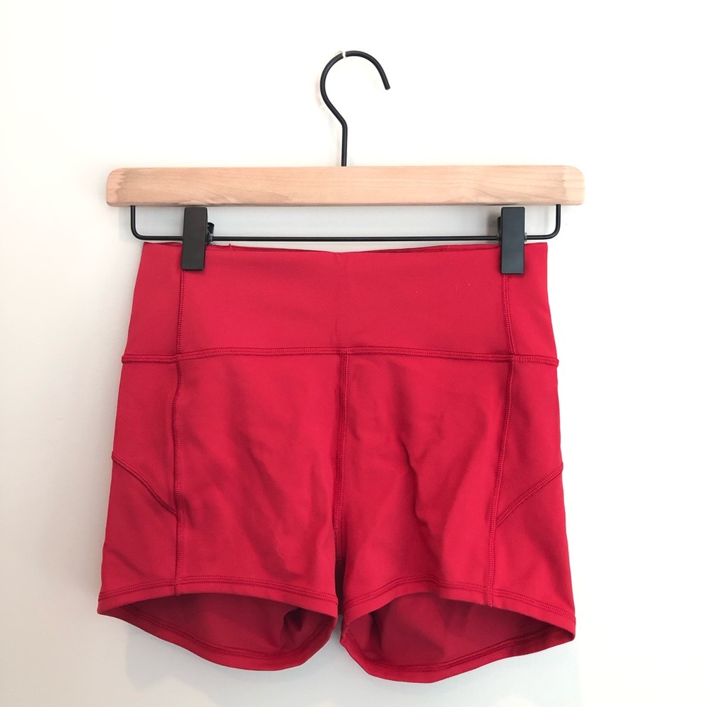 Red Lululemon shorts